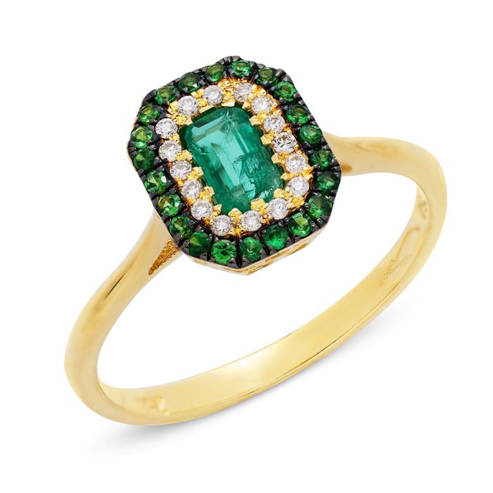 Women ring with emerald Yellow Gold 18ct SDZ0018