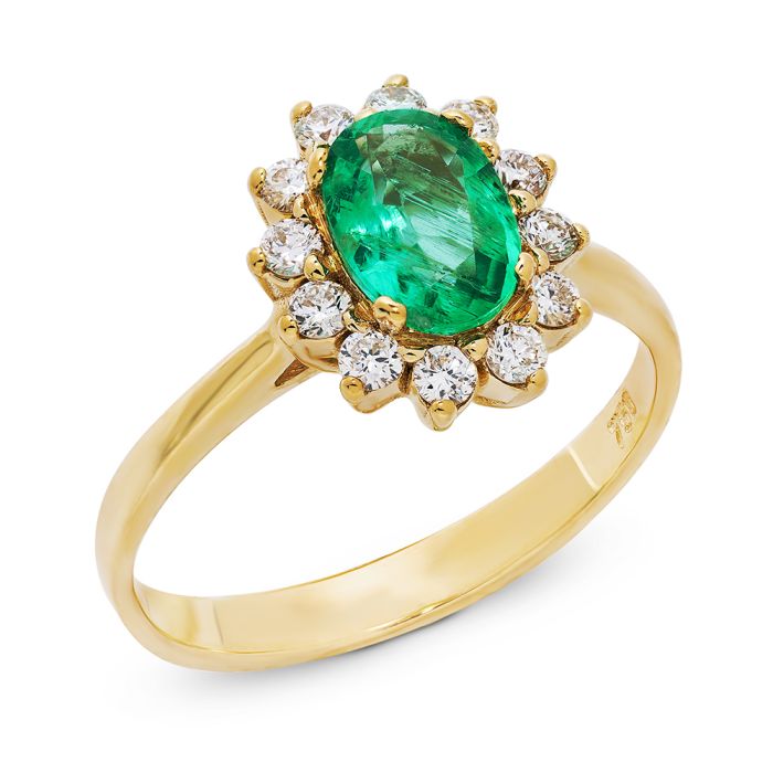 Women ring Yellow Gold with emerald 18ct SDZ0026