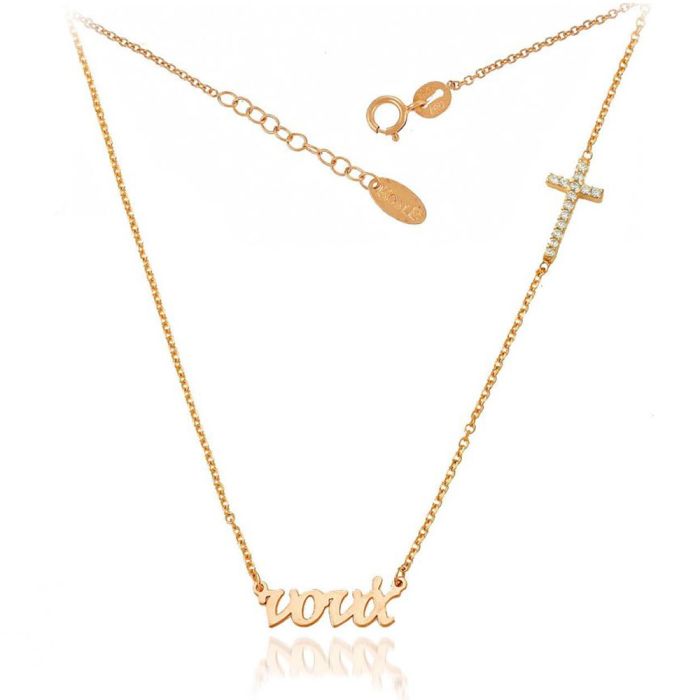 Women Rose Gold necklace with the world Goldmother 9ct HRZ0031