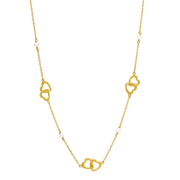 Women necklace Yellow Gold with pearls 14ct IRZ0005