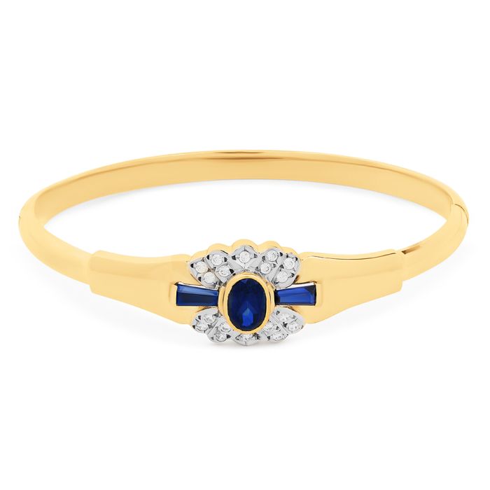 Women handcuff Yellow Gold with sapphires 14ct IXZ0011