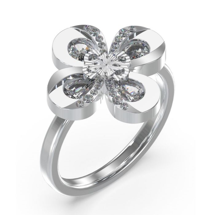 GUESS STEEL AMAZING BLOSSOM JUBR03061JWRH ring with flower