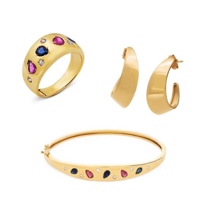 Women's jewelry set Yellow Gold 14ct 3 pieces SETIXZ0013