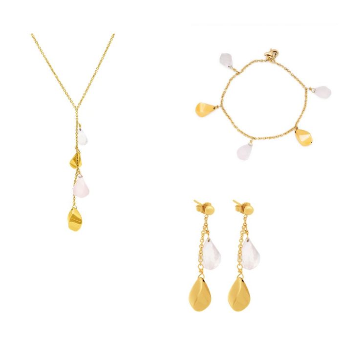 Women's jewelry set Yellow Gold 14ct 3 pieces SETIRZ0006