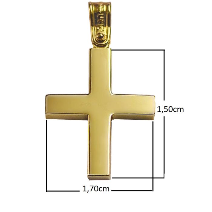 Men's cross double sided Yellow Gold 14ct ITZ0082