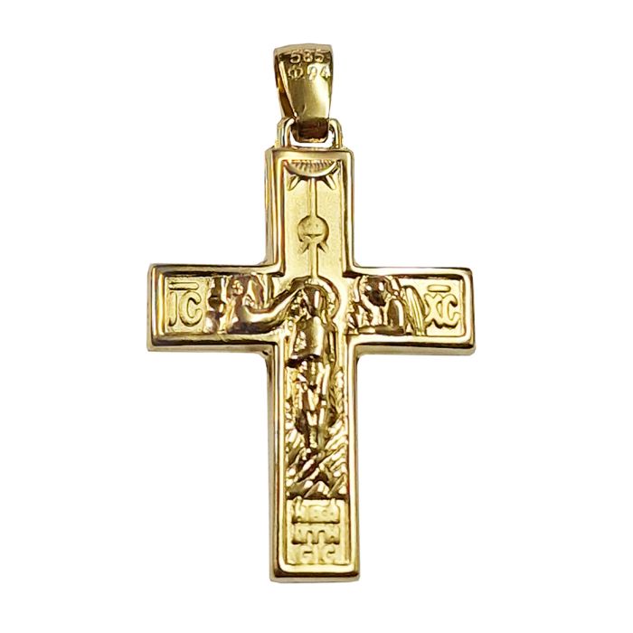 Men's cross double face Yellow Gold without chain 14ct ITY0161