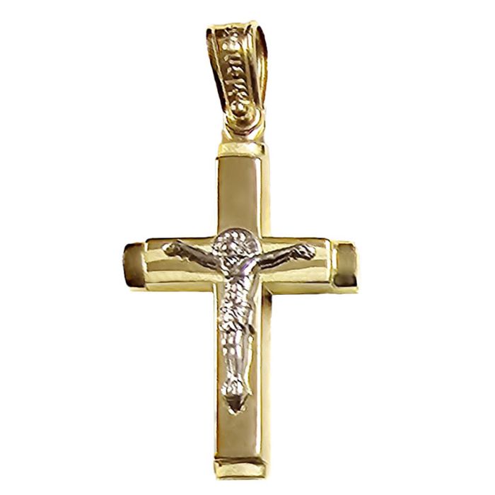 Men cross double sided Yellow Gold 14ct ITZ0101
