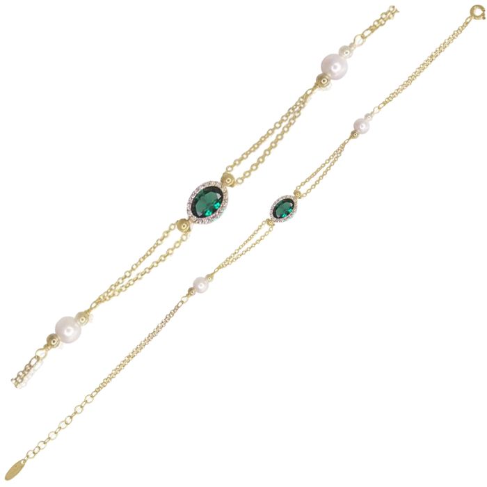 Women's bracelet rozette Yellow Gold with blue zirkon stone 9ct HVZ0021