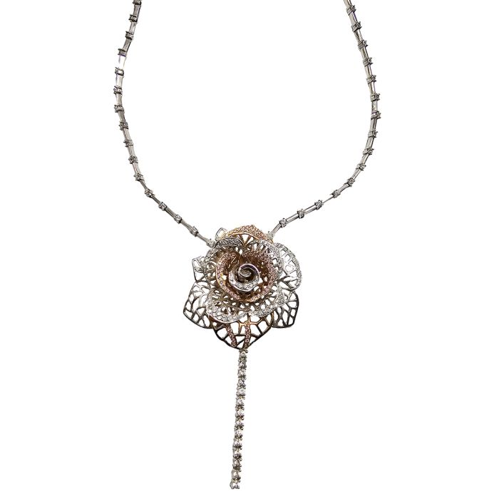 Women necklace White Gold with zirkon 14ct JRI0059