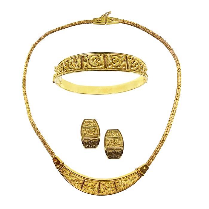 Women jewelry set Yellow Gold 18ct 3 pieces SET_KRI5001