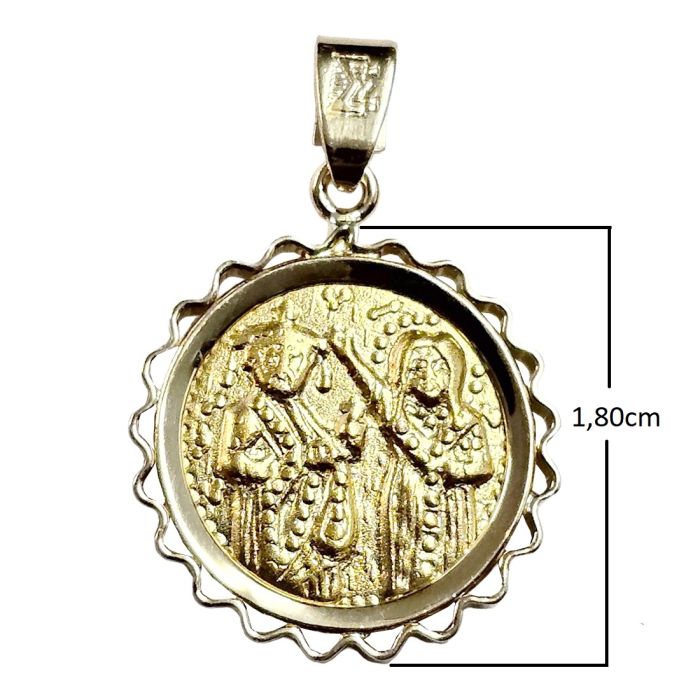 Handmade Constantine charm Yellow Gold double sided 14ct IKZ0001