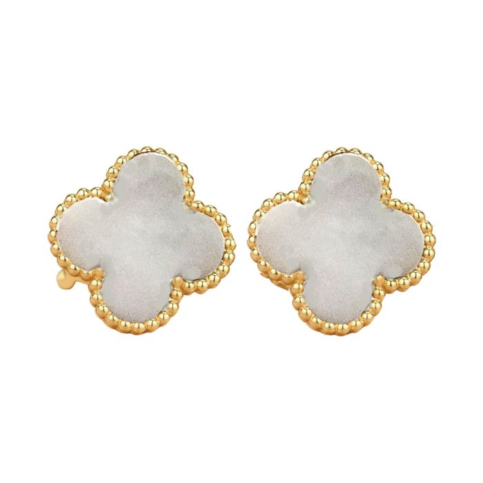 Women earrings Yellow Gold with ivory 14ct ISZ0066