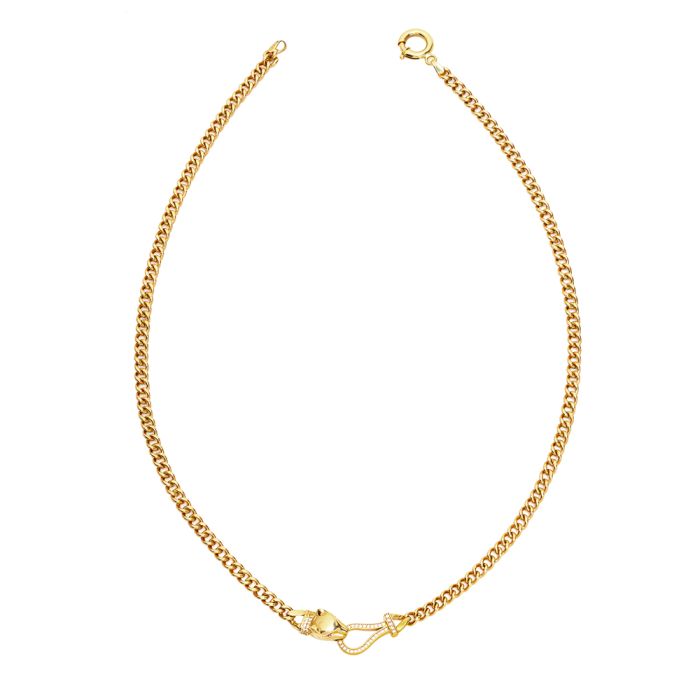 Women necklace Yellow Gold with zirkon 14ct IRA0091