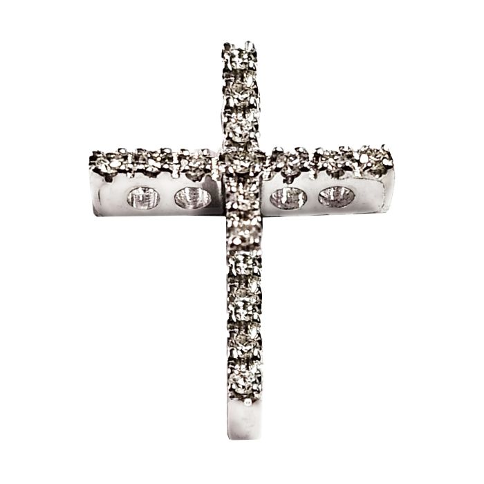 0,70ct cross with brigian White Gold with chain 18ct STA0031