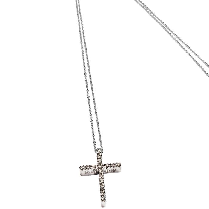 0,70ct cross with brigian White Gold with chain 18ct STA0031