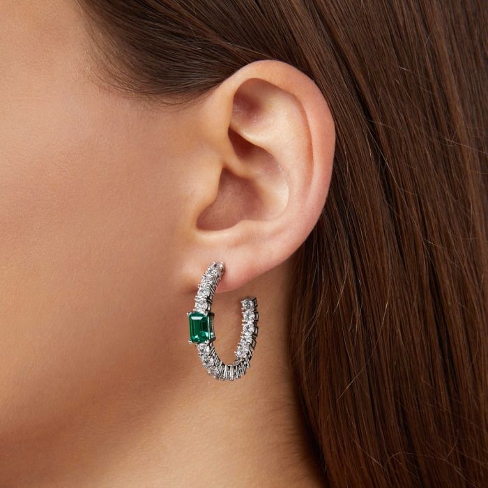Women's silver earrings hoops Chiara Ferrangi EMERALD J19AWJ14