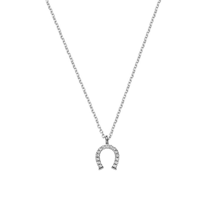 Women necklace White Gold with petal design and zircon 9ct HRE0275