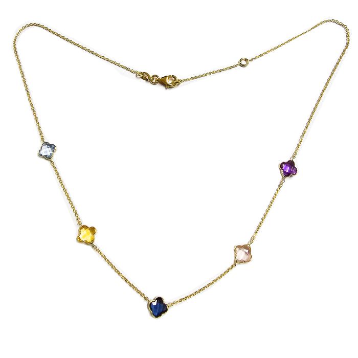 Women's necklace Yellow Gold with coloured Vancleef 14ct IRB0113
