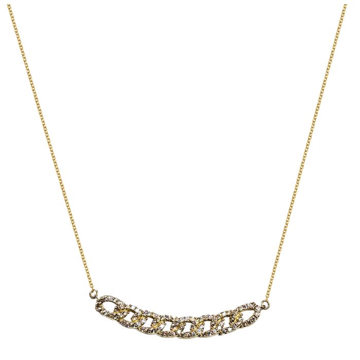 Women's necklace yellow gold 14ct with zircon IRB0114