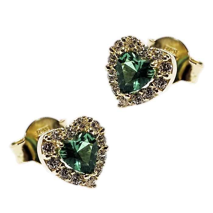 Women's stud earrings heart rosette yellow gold 14k ISB0207