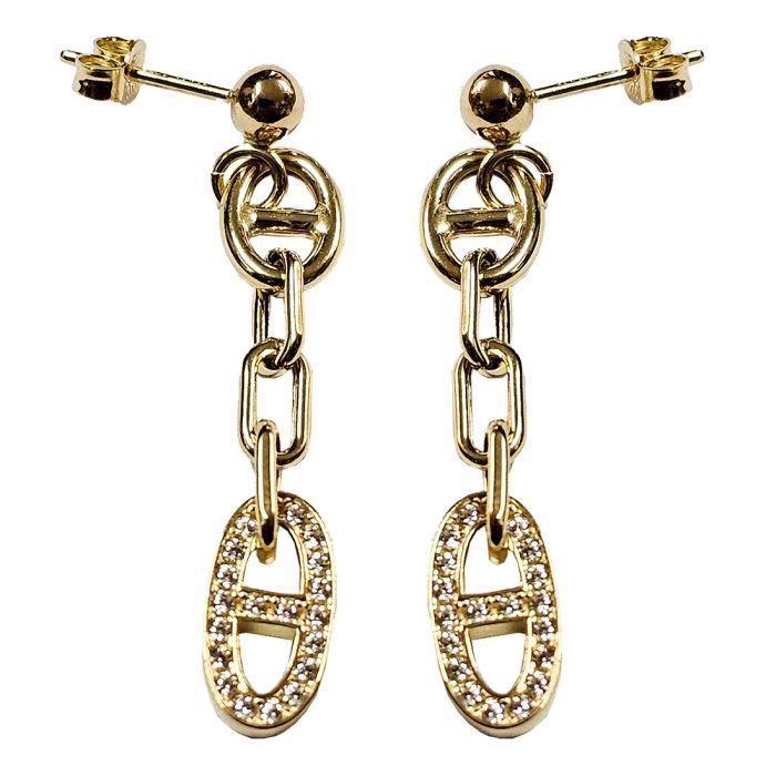 Women hanging earrings Yellow Gold with 