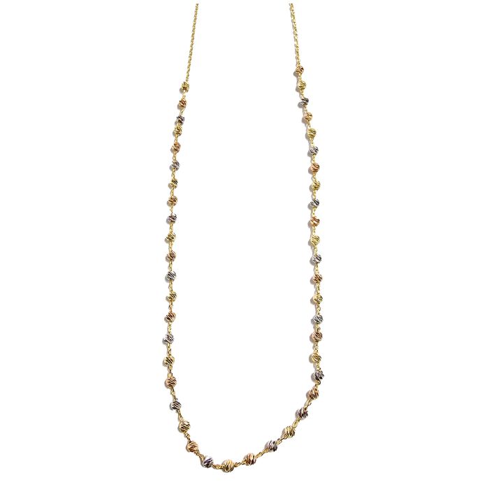 Tricolor Women's necklace Yellow Gold with beads 14ct IRB0111