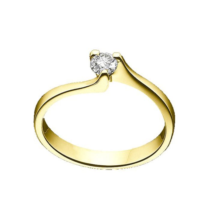  Women's single stone ring in yellow gold with 18K diamonds SDB0056