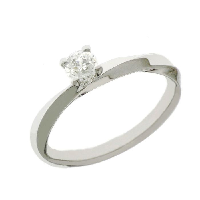 Women's White Gold Twist Diamond Single Stone Ring 18K SDB0059