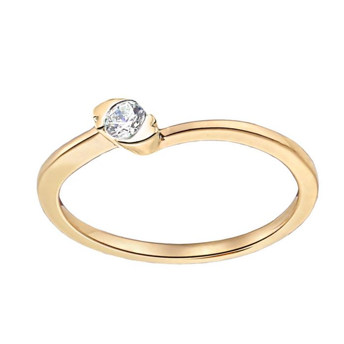  Women's single stone ring in yellow gold with 18K diamonds SDB0055