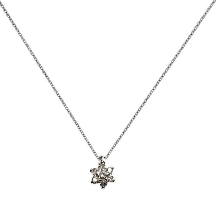 Women's white gold rosette necklace with diamonds 18K SOB0011