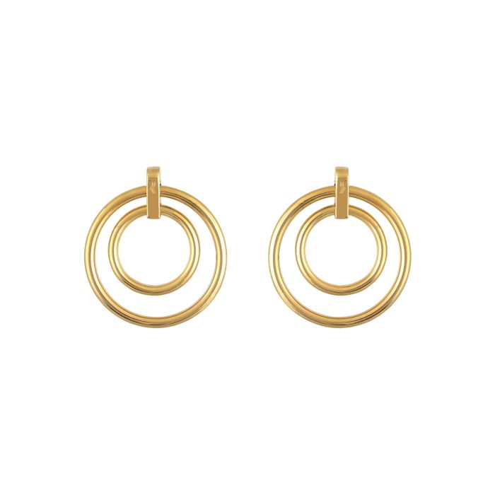 Women's silver earrings with double hoop WS00867