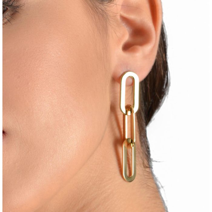 Women's dangling silver earrings with a triple loop WS00868 