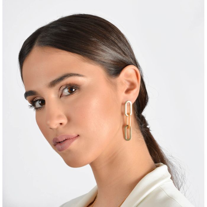 Women's dangling silver earrings with a triple loop WS00868 