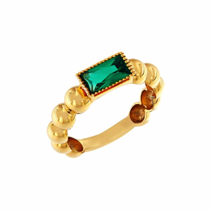 Women's ring with green stone 14ct IDB0177