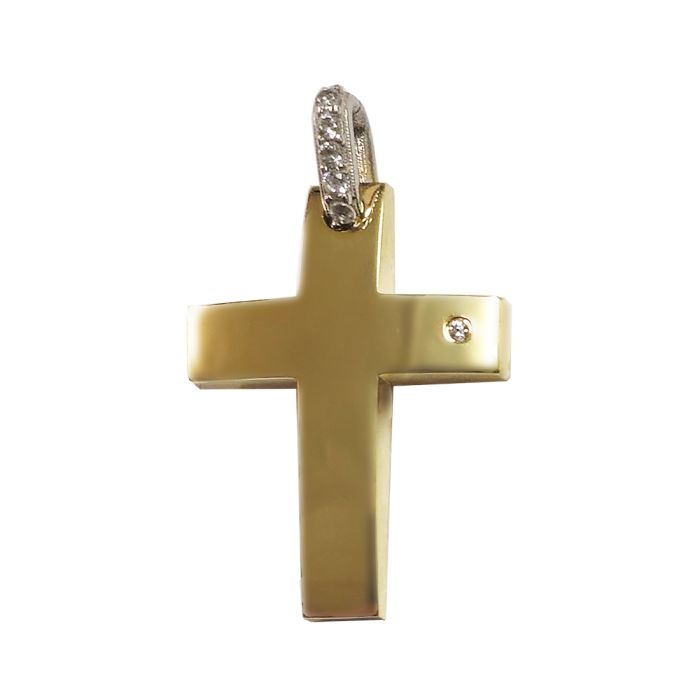 Women's 14K yellow gold cross with zircon without a chain ITB0121