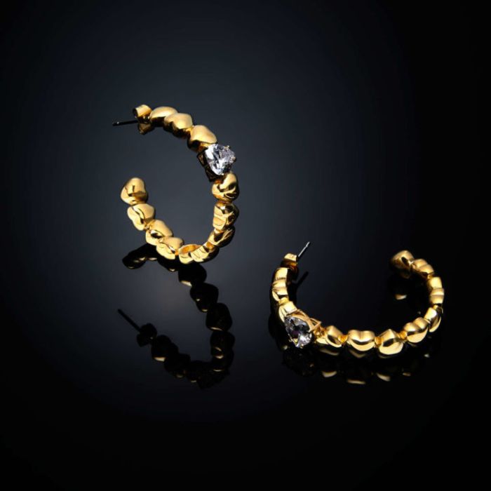 Women's gold hoop earrings CHIARA FERRAGNI CUORICINO with hearts J19AVT03 
