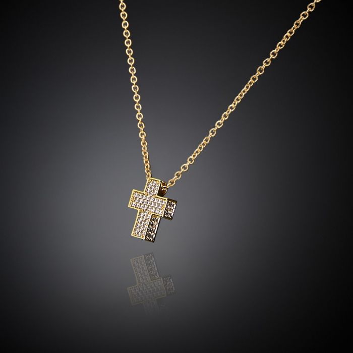Gold necklace CHIARA FERRAGNI CROCI cross with stones J19AWC08