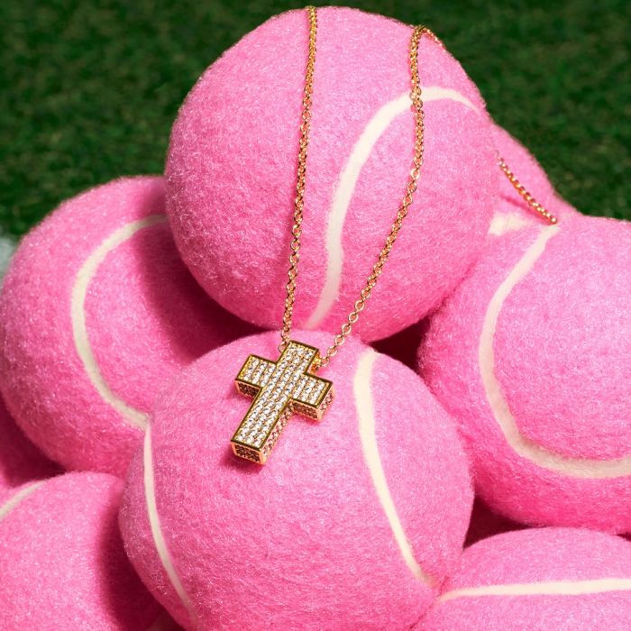Gold necklace CHIARA FERRAGNI CROCI cross with stones J19AWC08