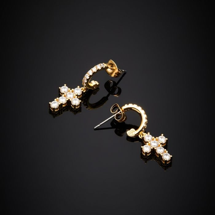 Golden earrings with a cross CHIARA FERRAGNI CROCI J19AWC12 
