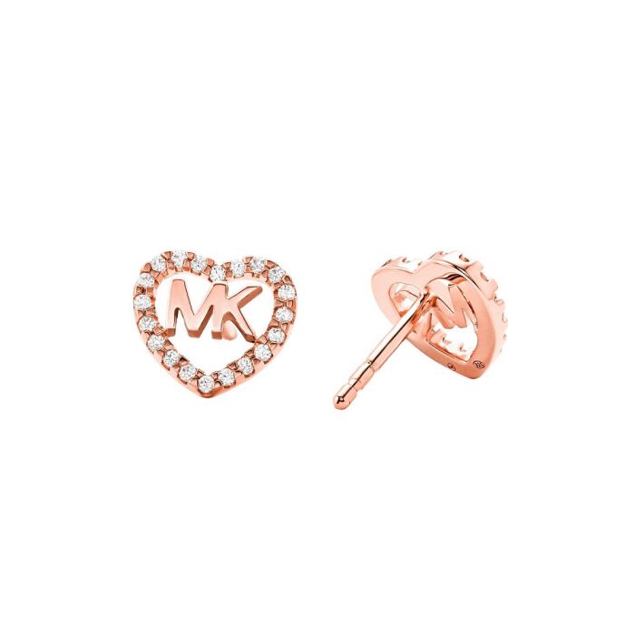 Women's Michael Kors Rose Gold-Plated Heart Logo Earrings MKC1243AN791
