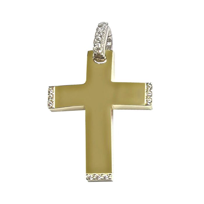 Women's 14K yellow gold cross with zircon without a chain ITB0122