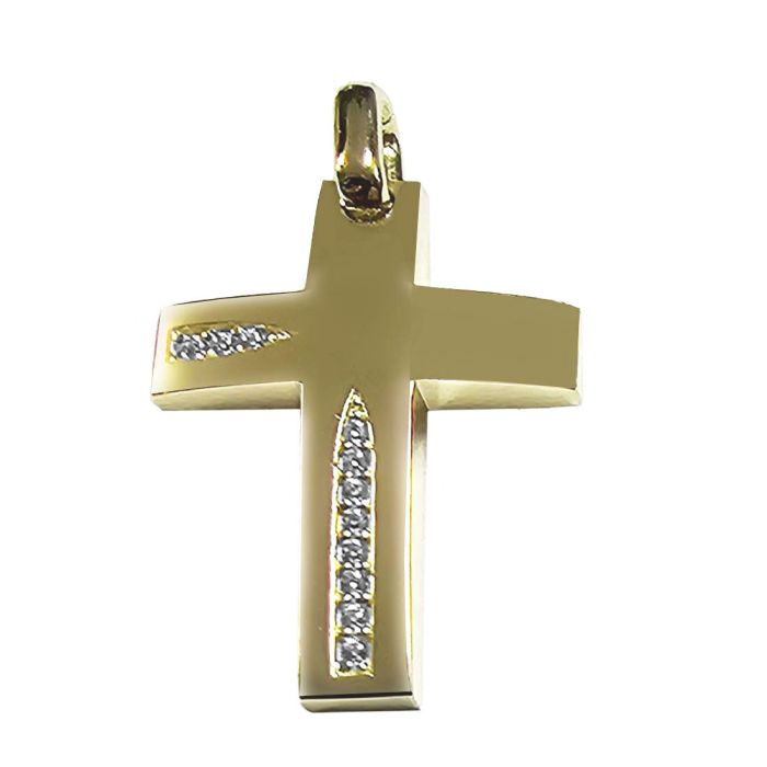 Women's 14K yellow gold cross with zircon without a chain ITB0123