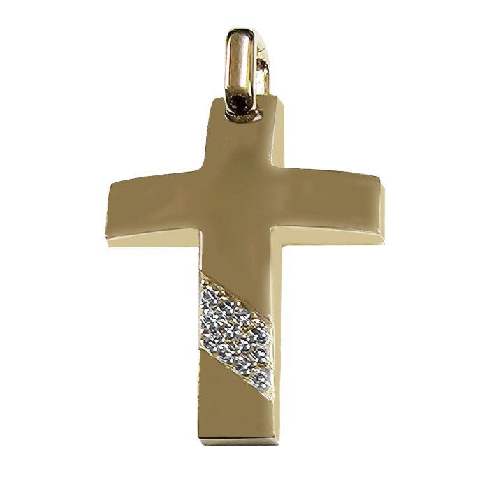 Women's 14K yellow gold cross with zircon without a chain ITB0124