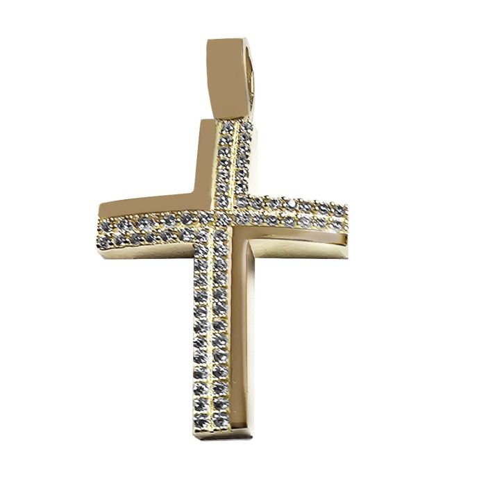 Women's 14K yellow gold cross with zircon without a chain ITB0125