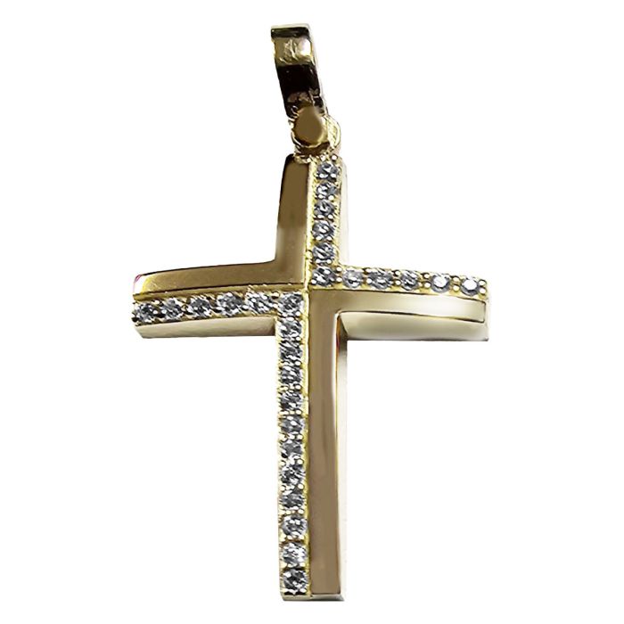 Women's 14K yellow gold cross with zircon without a chain ITB0126