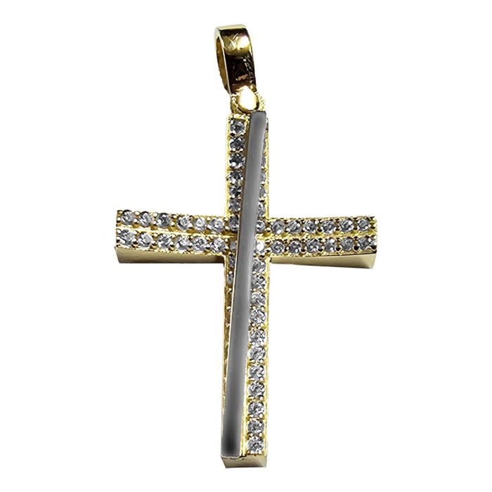 Women's 14K yellow gold cross with zircon without a chain ITB0127
