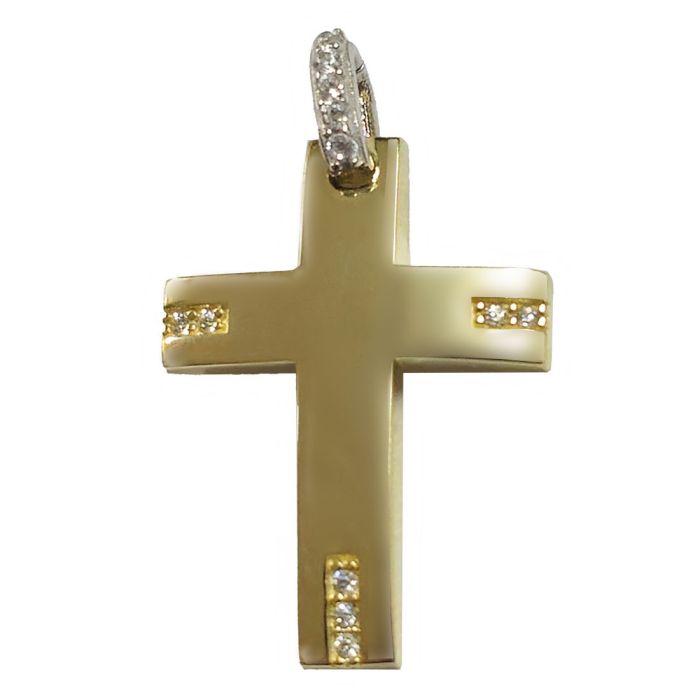 Women's 14K yellow gold cross with zircon without a chain ITB0128