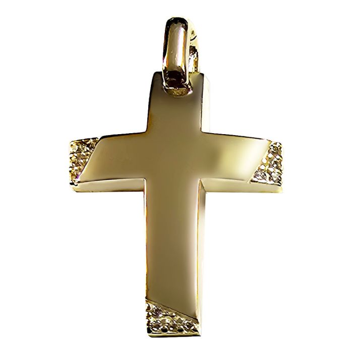 Women's 14K yellow gold cross with zircon without a chain ITB0129