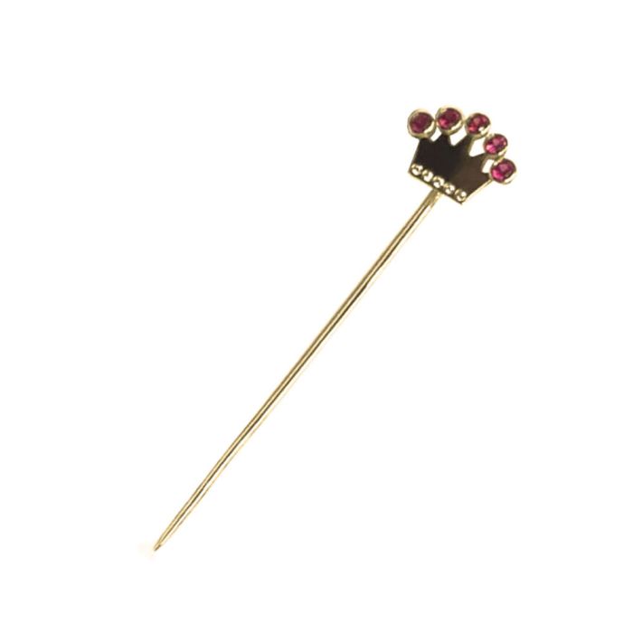 Lapel pin gold with crown and ruby ​​HFB0001 