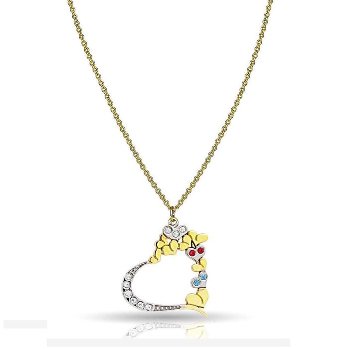 Women's heart necklace with zircon in 9k yellow gold HRB0078
